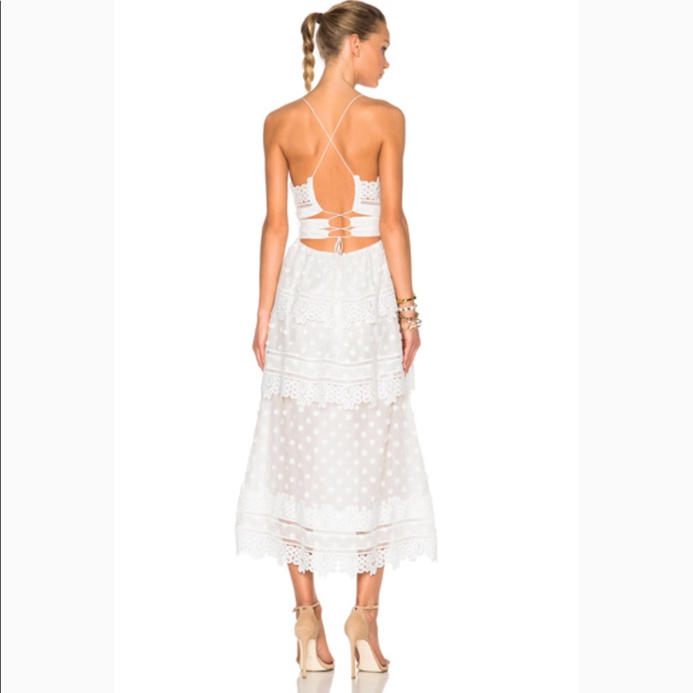 ♦️ (SOLD) - Self Portrait Ivy Lace Trim Midi Dress - Picture 3 of 8